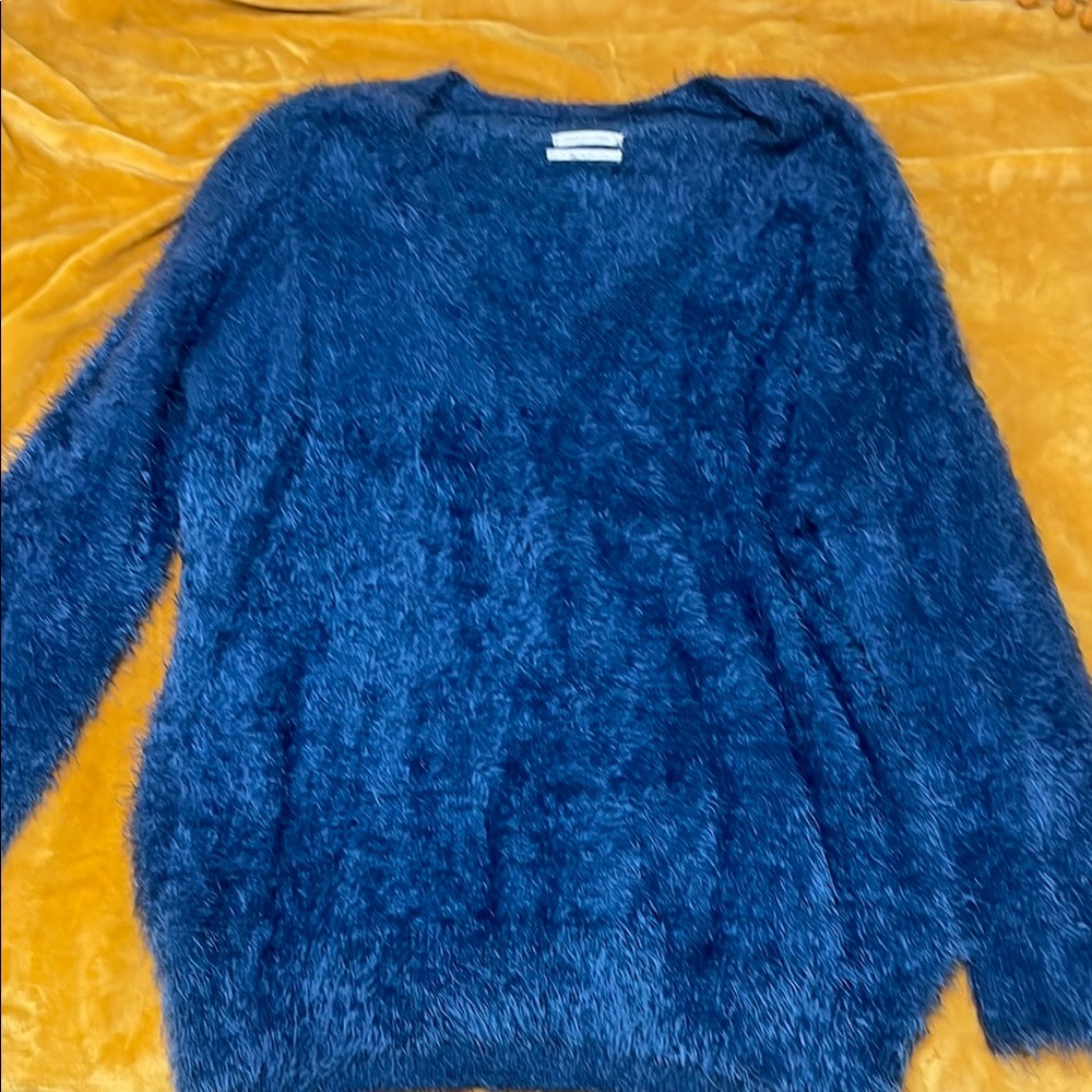 Women's Blue Fuzzy Sweater